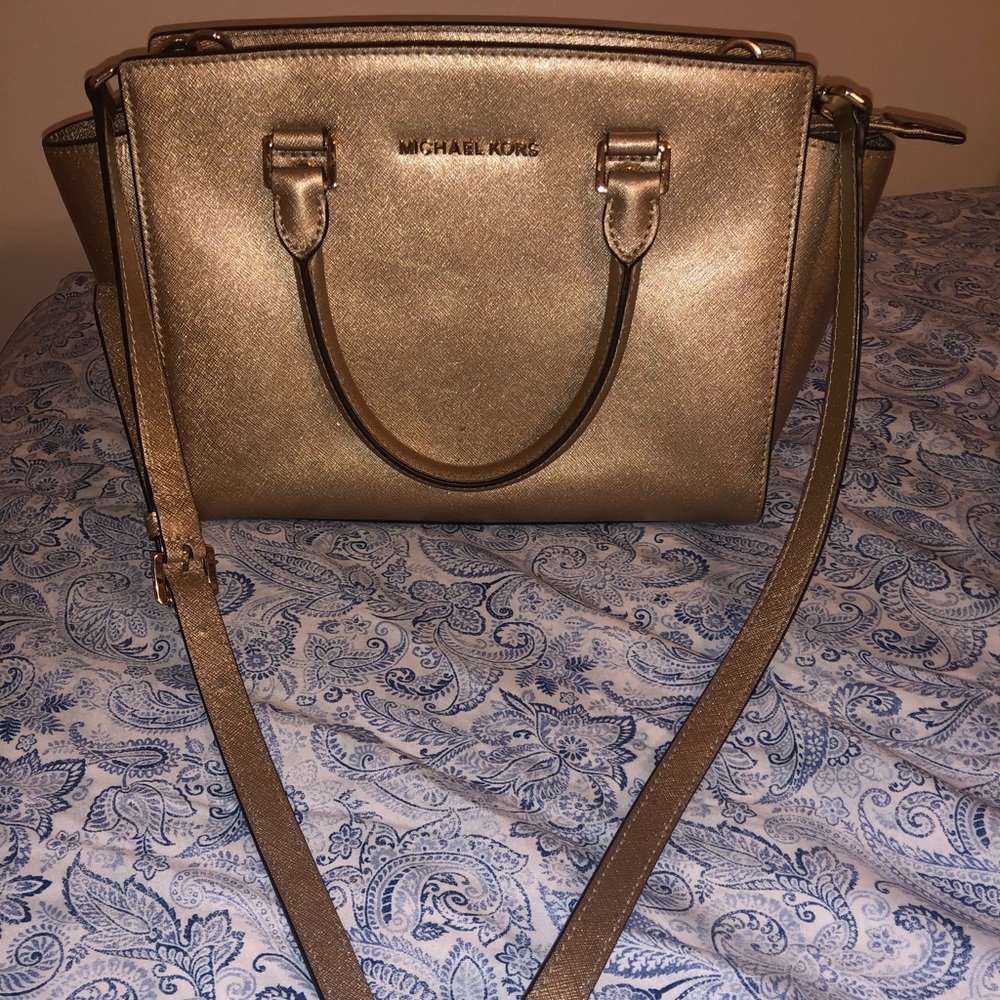 Gold Selma Michael Kors Purse